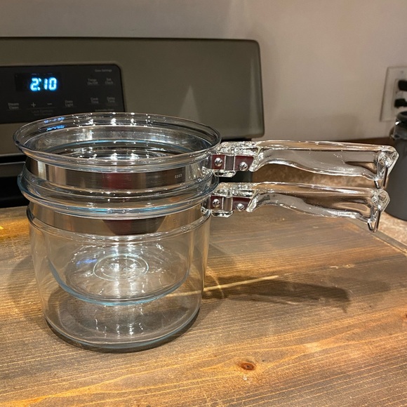 Pyrex Kitchen Vintage Pyrex Double Broiler Glass Pots Poshmark